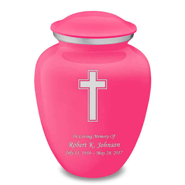 Adult Embrace Bright Pink Simple Cross Cremation Urn