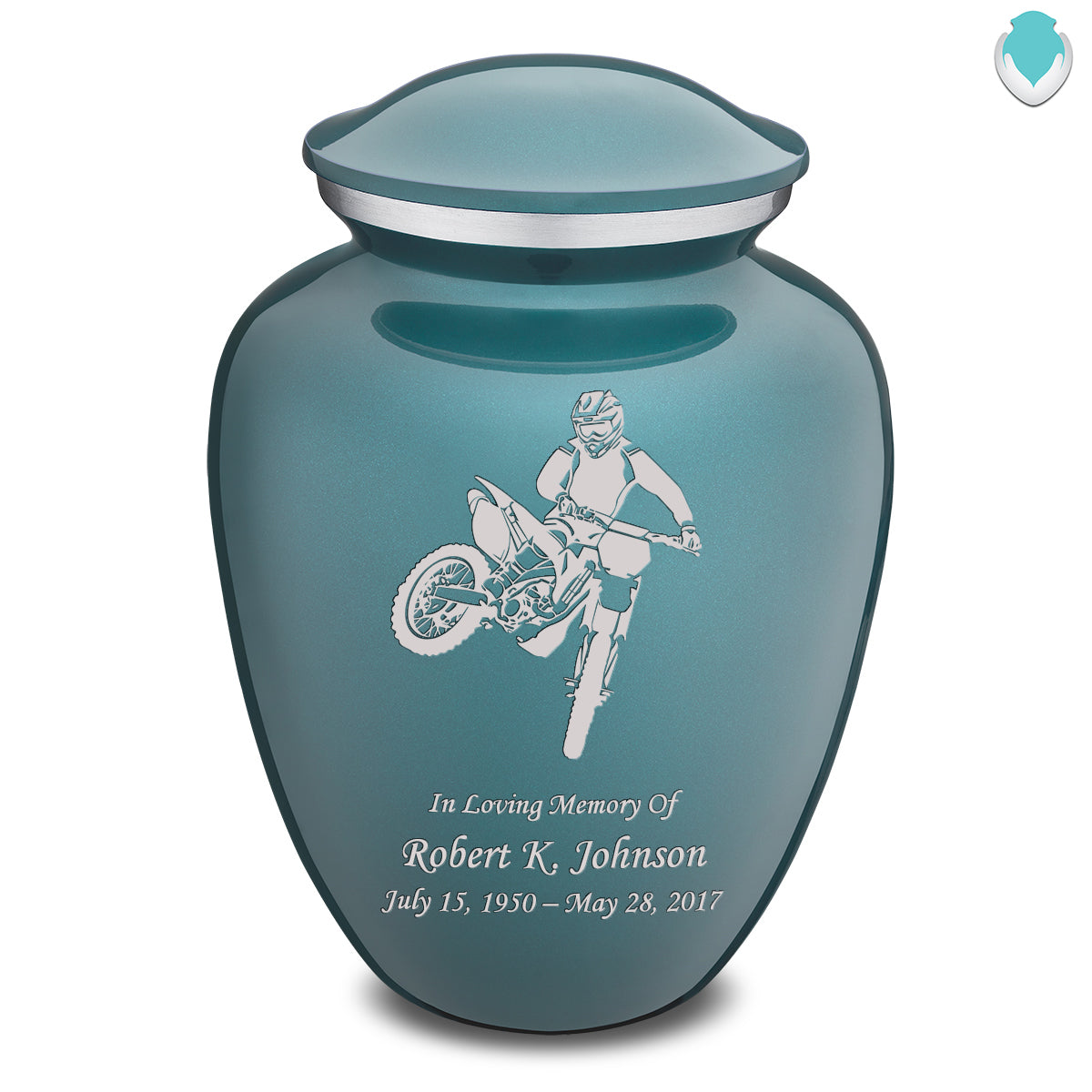 Adult Embrace Teal Dirt Bike Cremation Urn