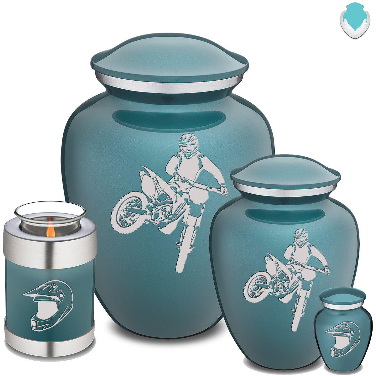 Adult Embrace Teal Dirt Bike Cremation Urn