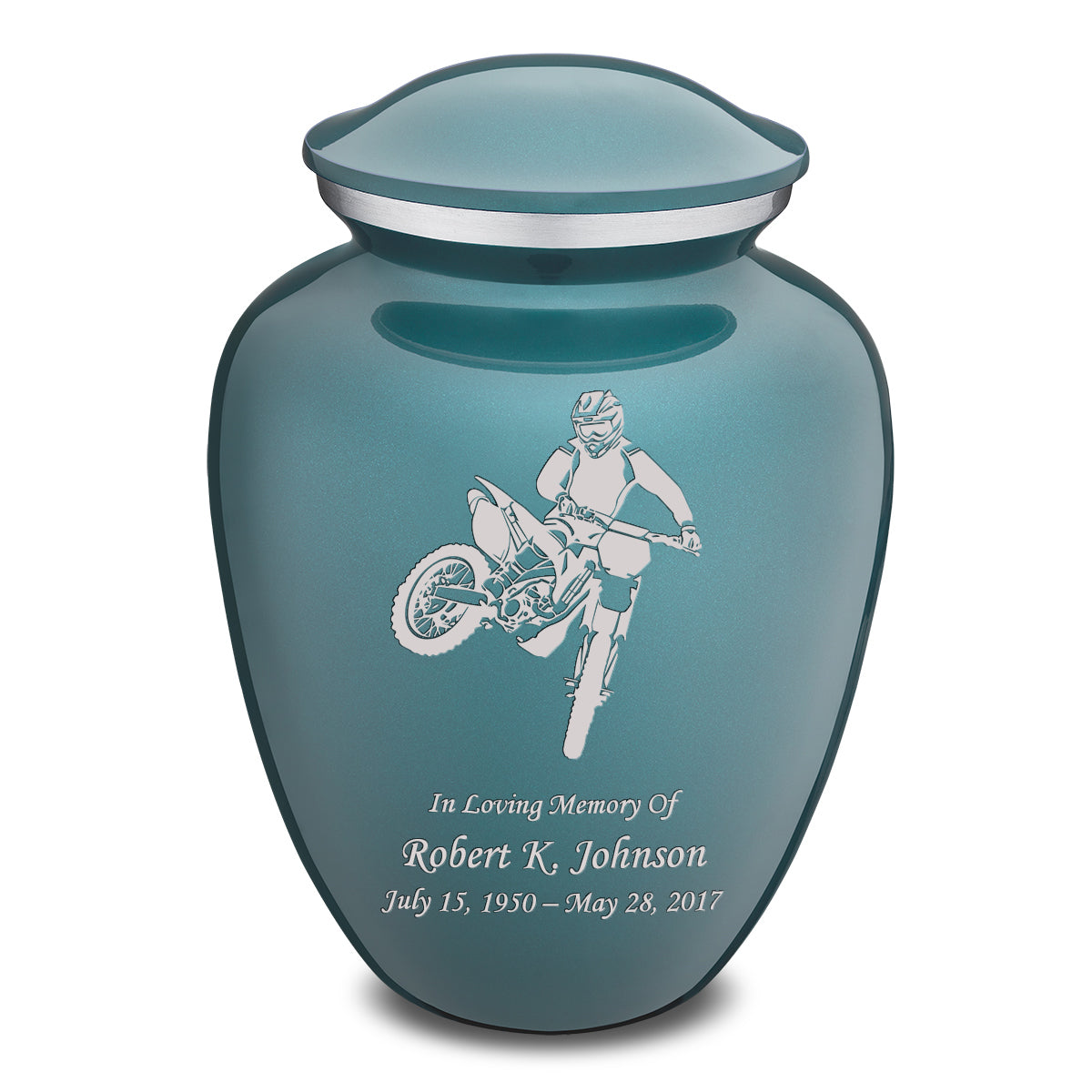 Adult Embrace Teal Dirt Bike Cremation Urn