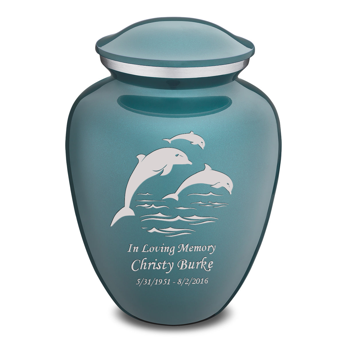 Adult Embrace Teal Dolphins Cremation Urn