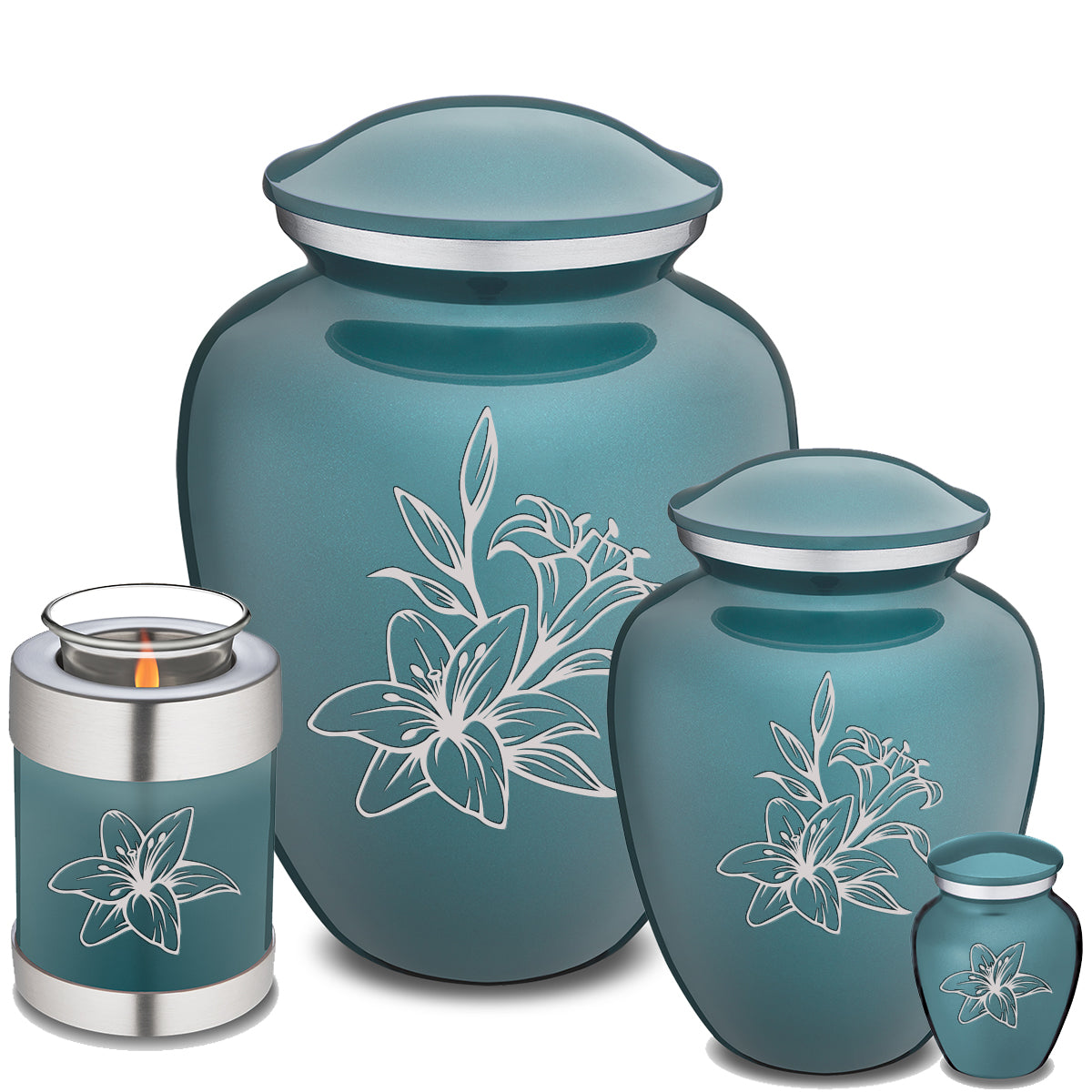 Adult Embrace Teal Lily Cremation Urn