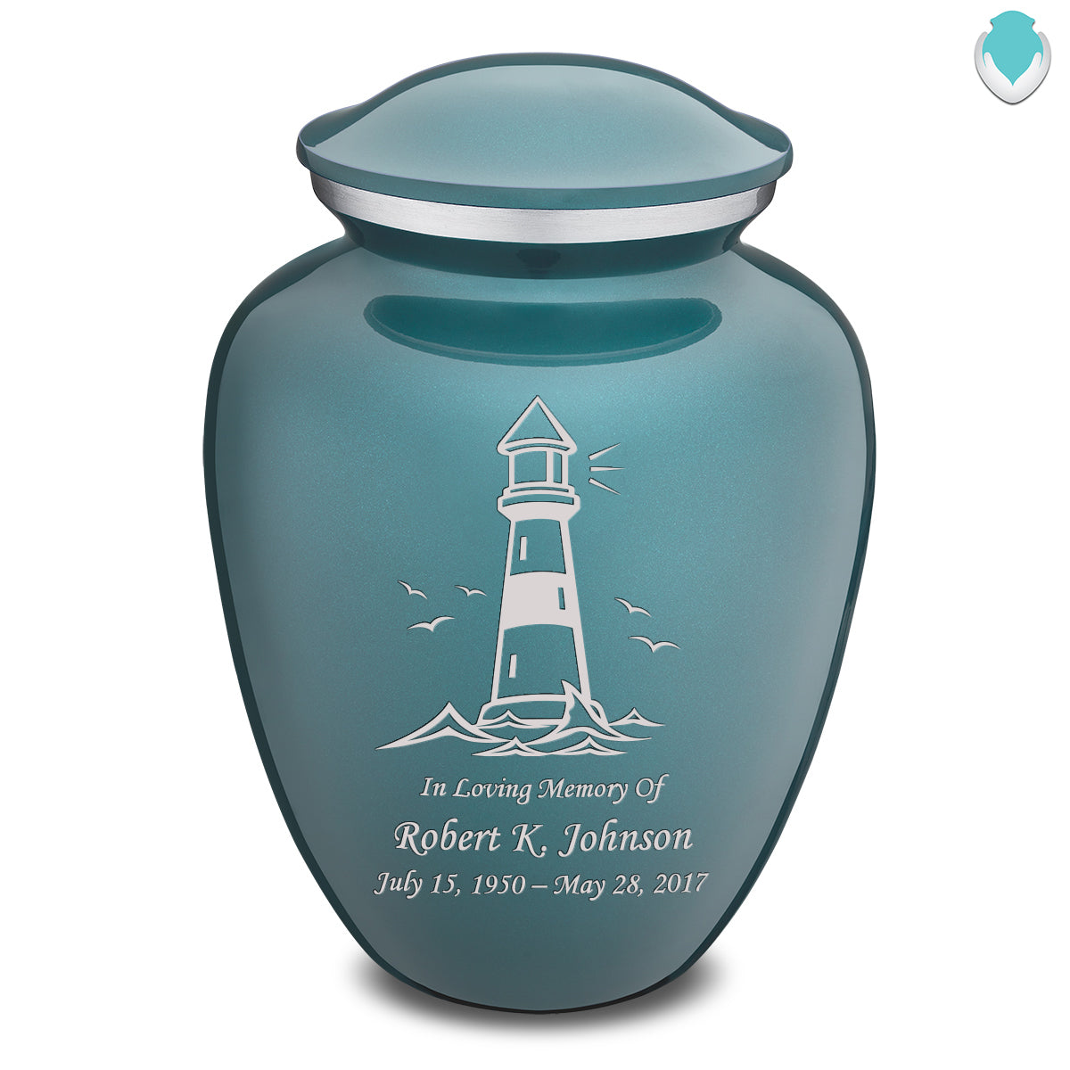 Adult Embrace Teal Lighthouse Cremation Urn