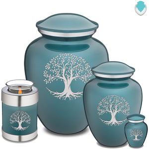 Adult Embrace Teal Tree of Life Cremation Urn