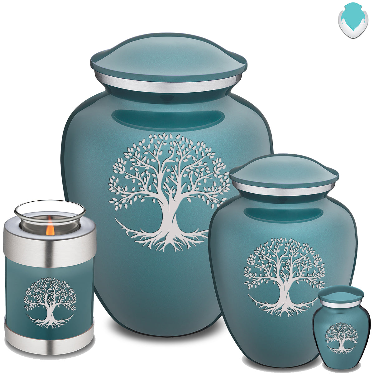 Candle Holder Embrace Teal Tree of Life Cremation Urn