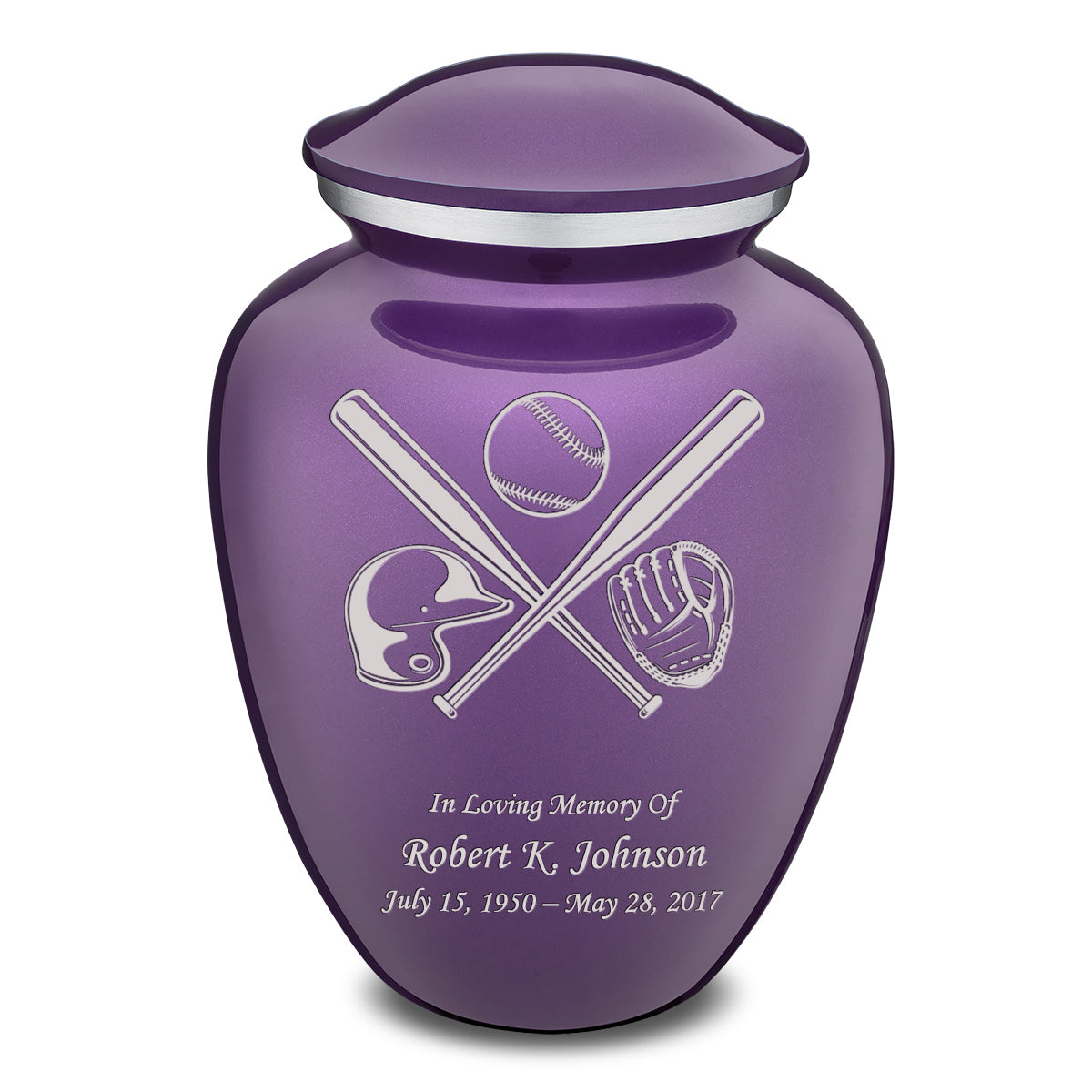 Adult Embrace Purple Baseball Cremation Urn