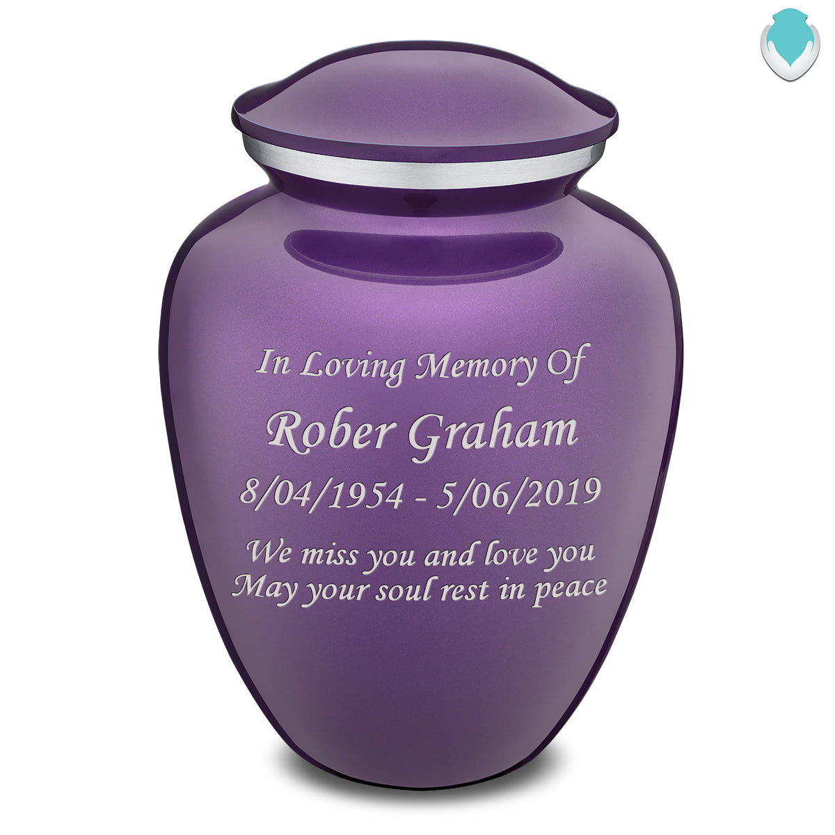Adult Embrace Purple Custom Engraved Cremation Urn