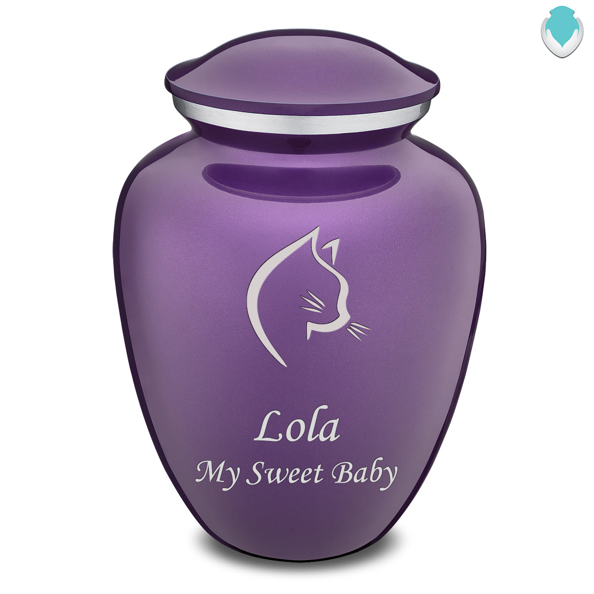 Large Embrace Purple Cat Pet Cremation Urn