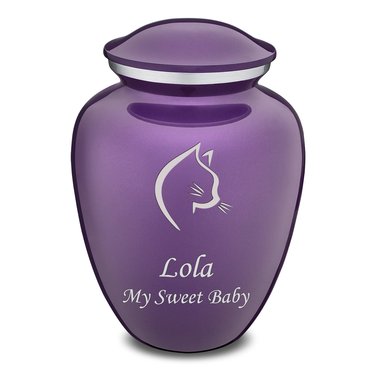 Large Embrace Purple Cat Pet Cremation Urn