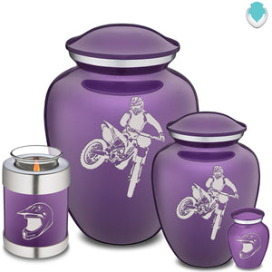Medium Embrace Purple Dirt Bike Cremation Urn