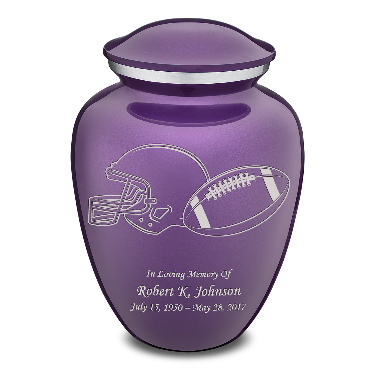 Adult Embrace Purple Football Cremation Urn