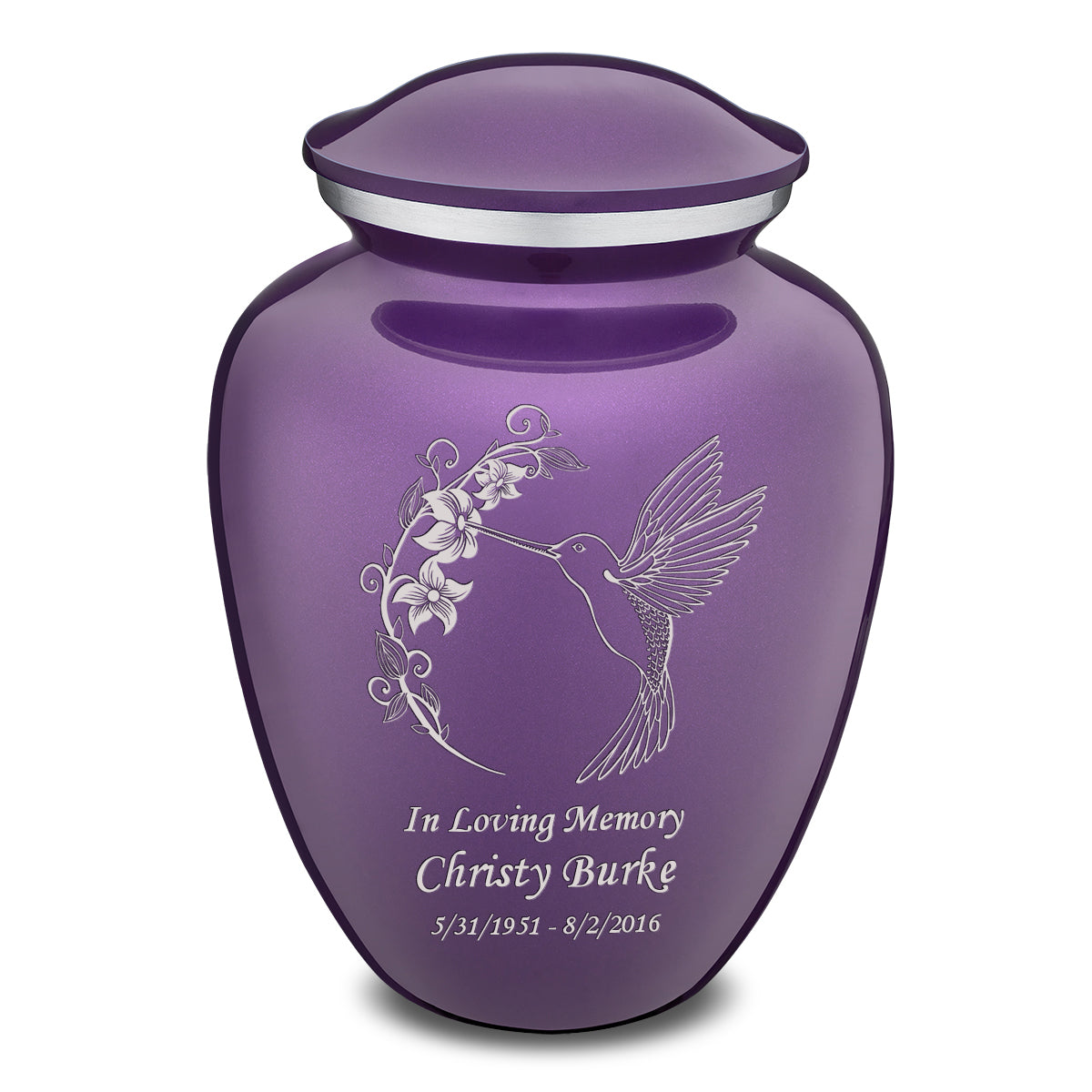 Adult Embrace Purple Hummingbird Cremation Urn
