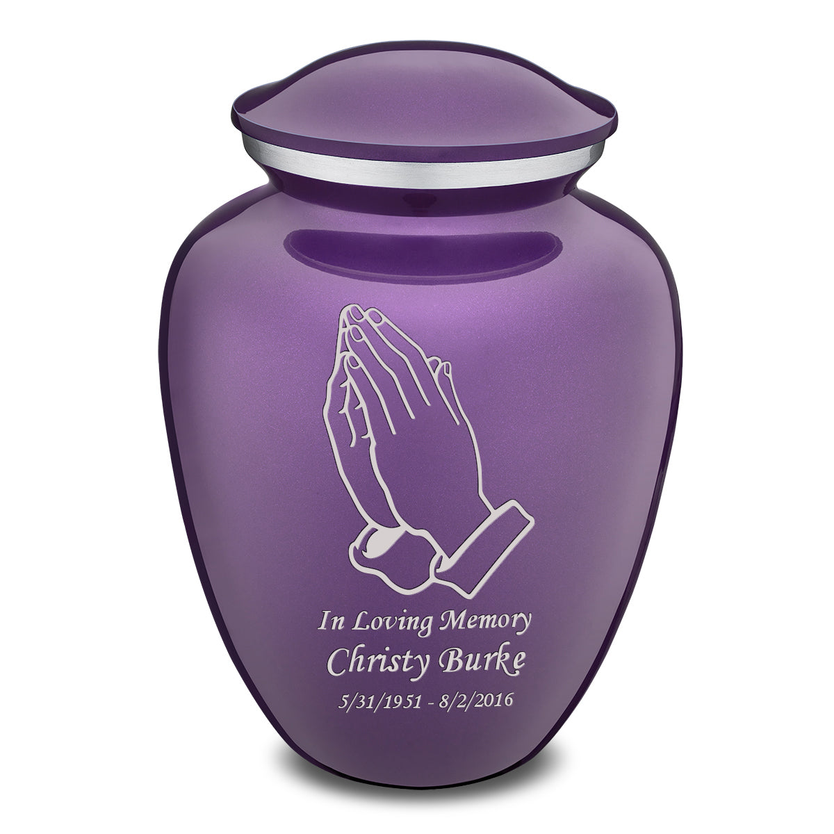 Adult Embrace Purple Praying Hands Cremation Urn