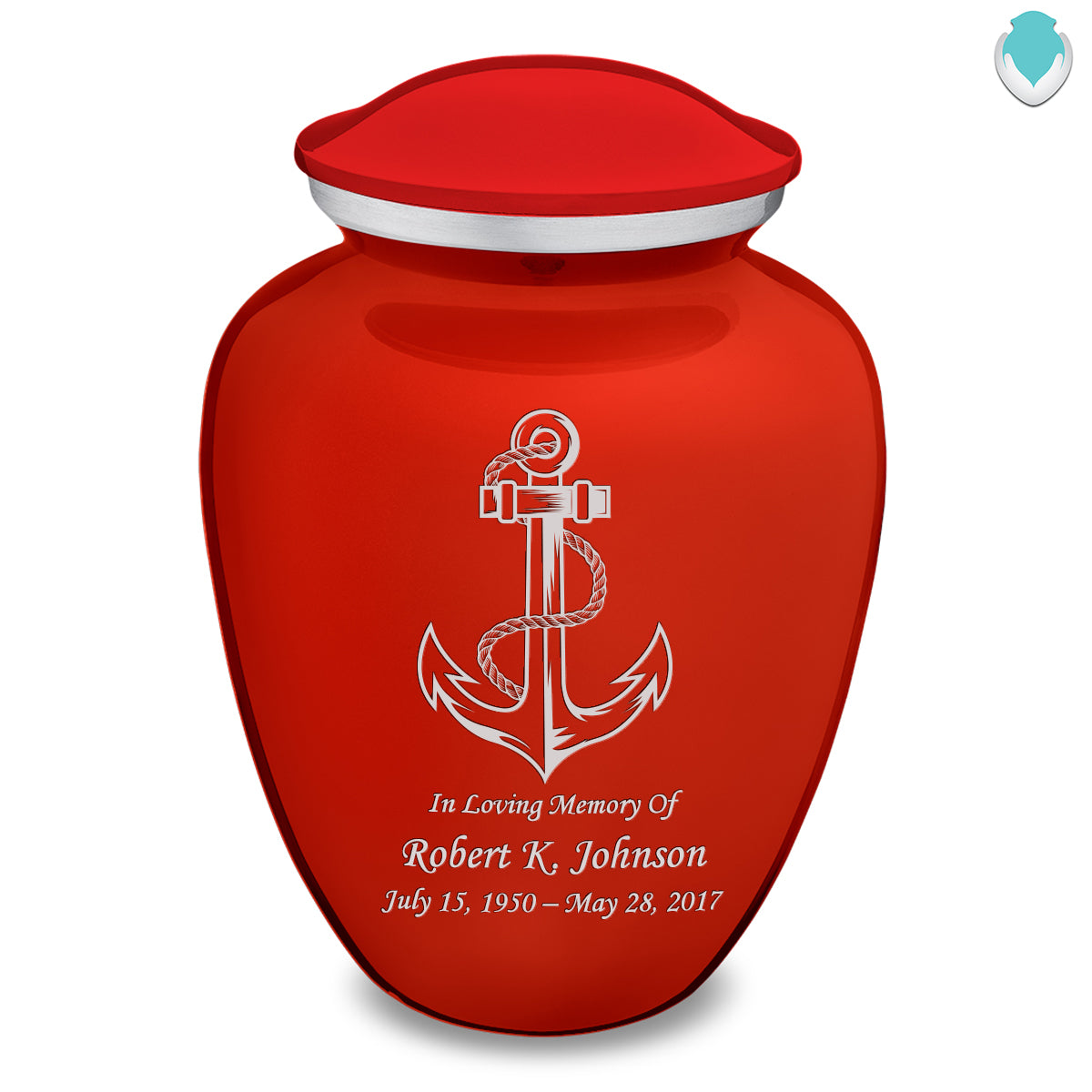 Adult Embrace Bright Red Anchor Cremation Urn