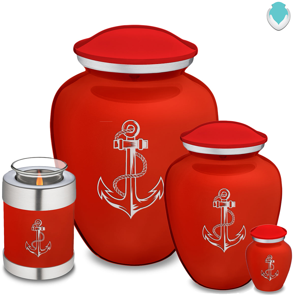 Adult Embrace Bright Red Anchor Cremation Urn