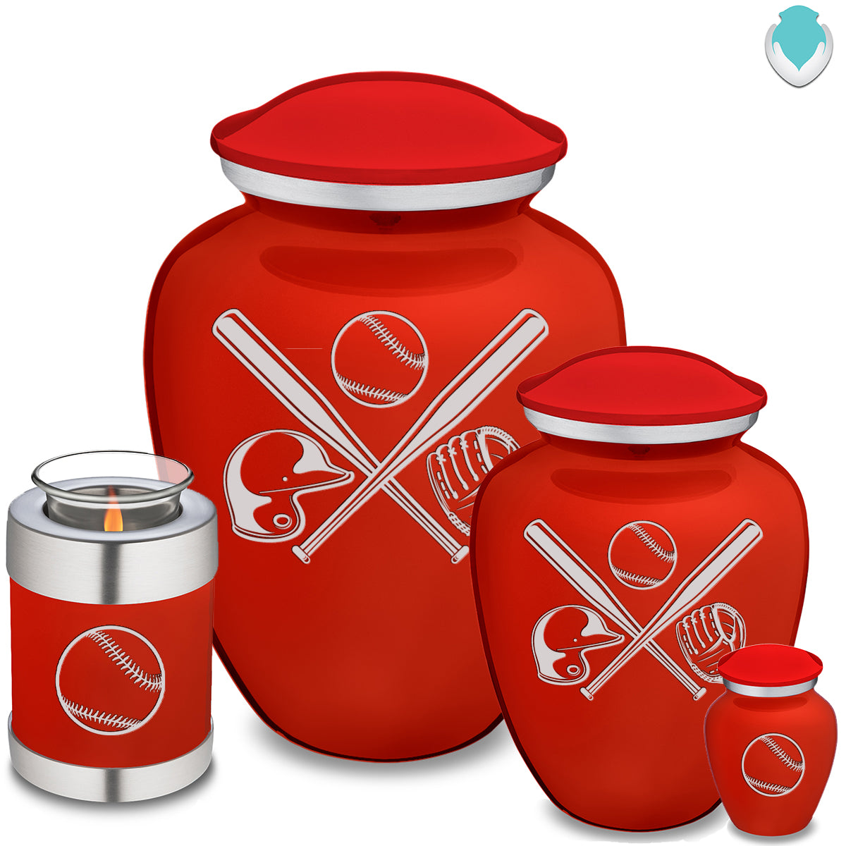 Adult Embrace Bright Red Baseball Cremation Urn