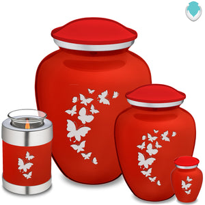 Medium Embrace Bright Red Butterfly Cremation Urn