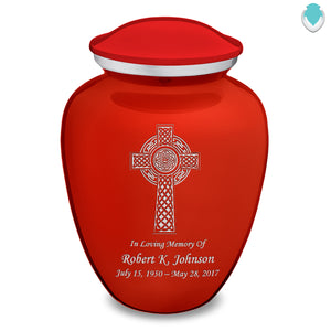 Adult Embrace Bright Red Celtic Cross Cremation Urn
