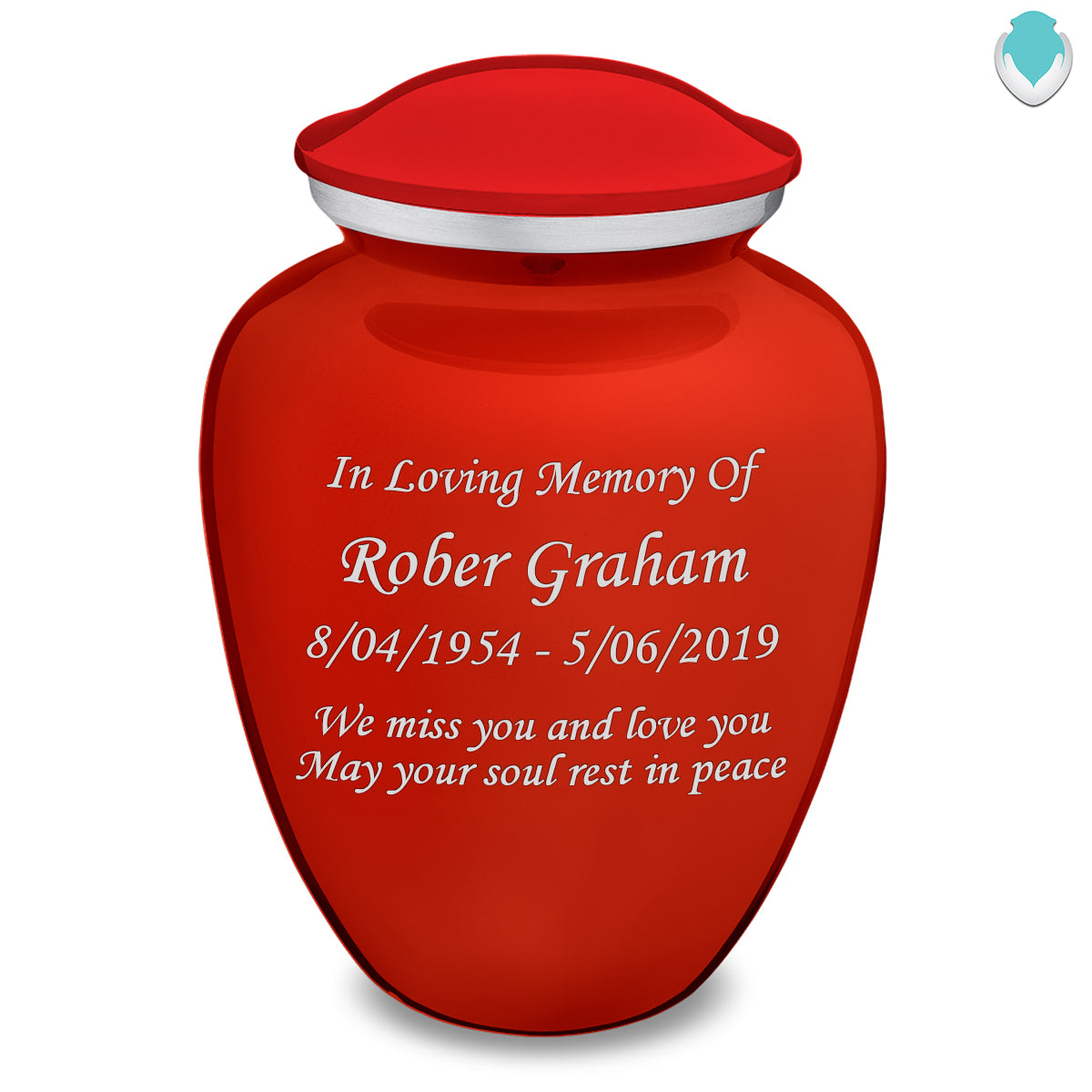 Adult Embrace Bright Red Custom Engraved Cremation Urn