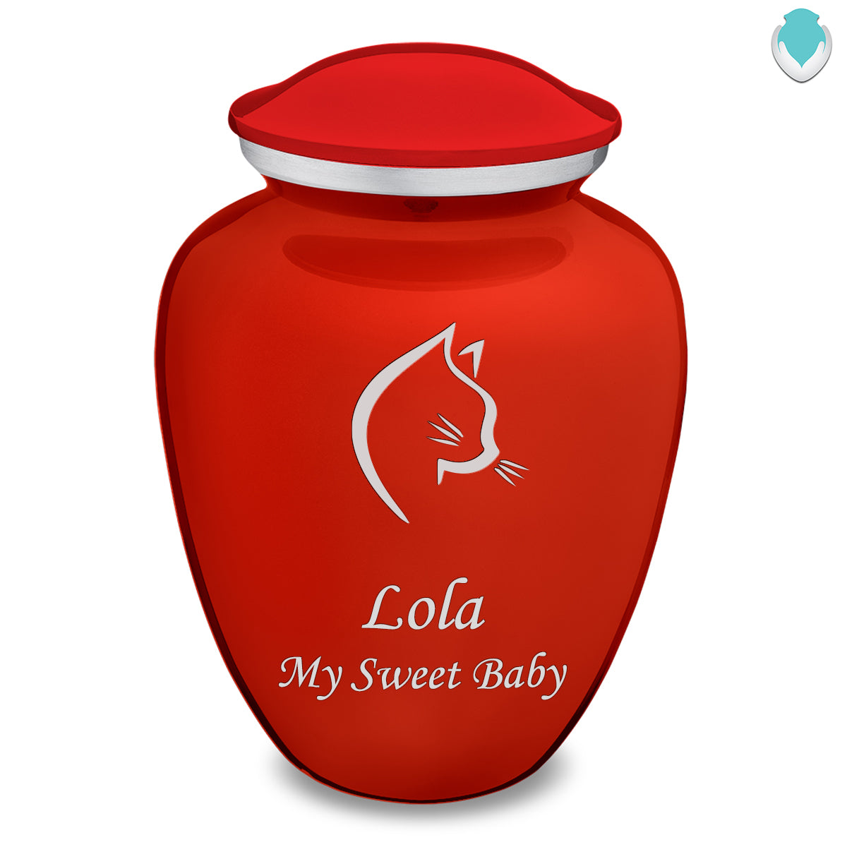 Large Embrace Bright Red Cat Pet Cremation Urn