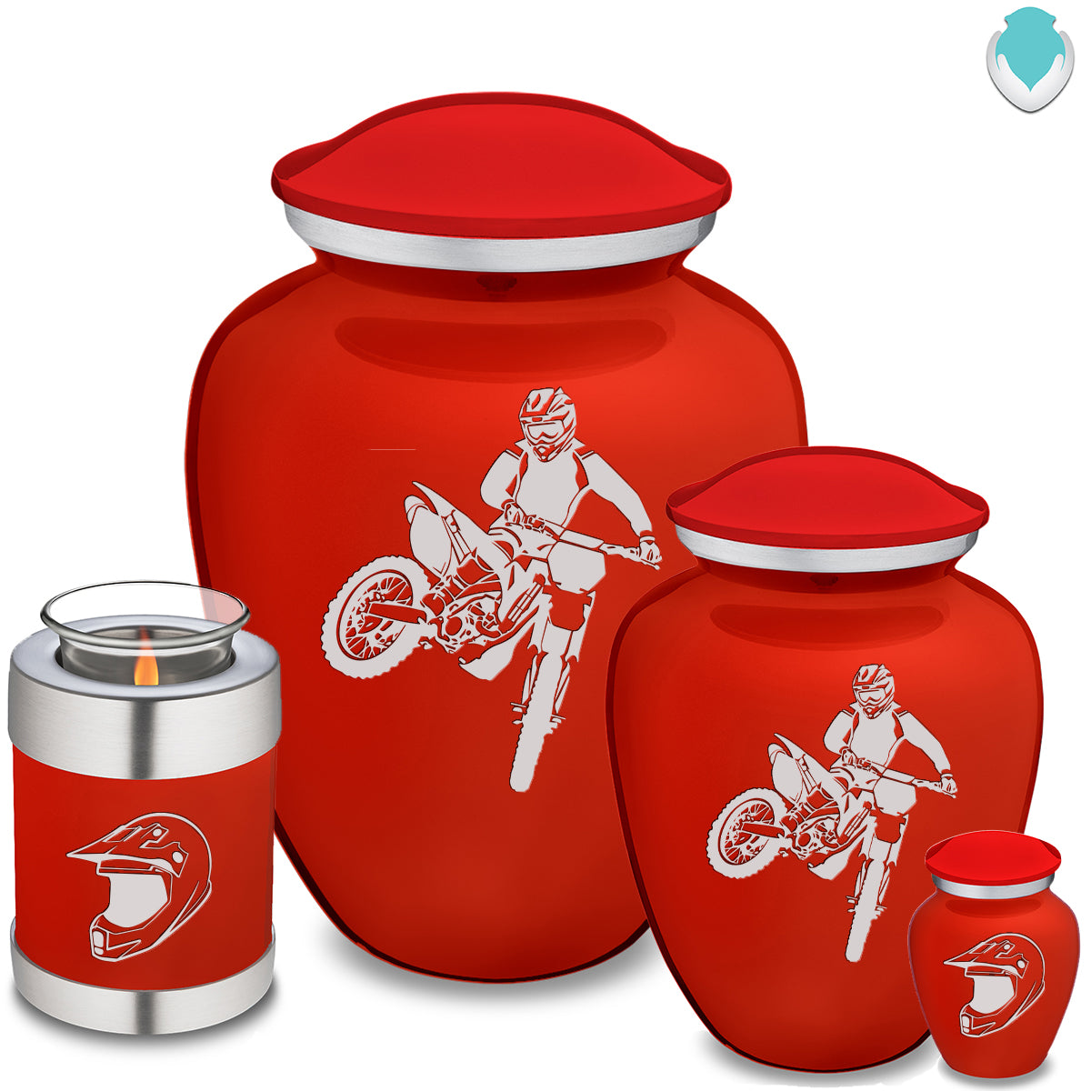 Medium Embrace Bright Red Dirt Bike Cremation Urn