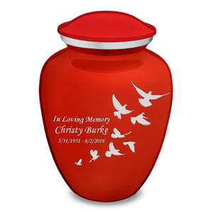 Adult Embrace Bright Red Doves Cremation Urn