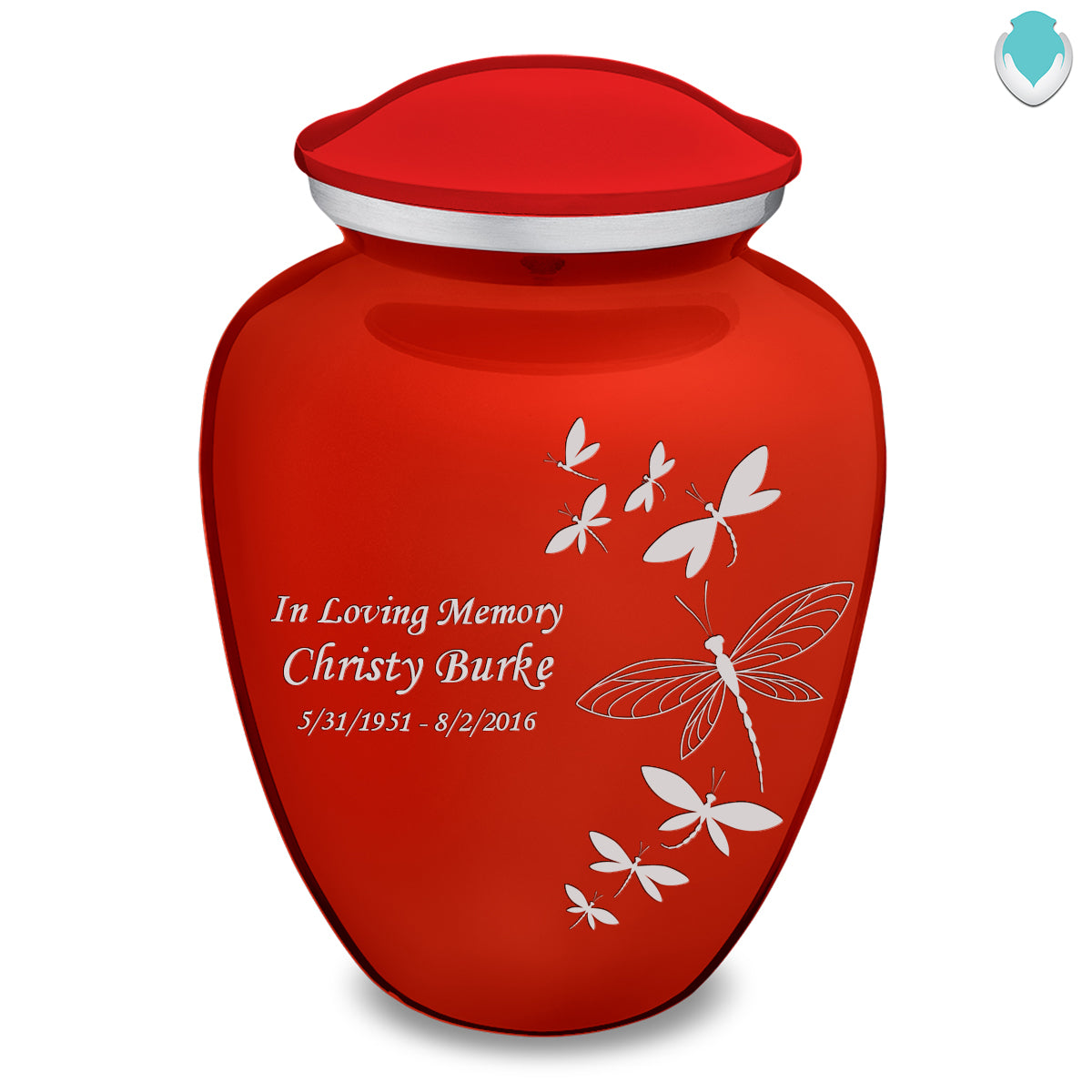 Adult Embrace Bright Red Dragonflies Cremation Urn