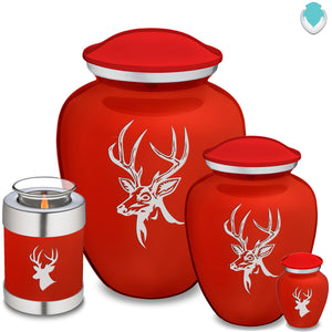 Candle Holder Embrace Bright Red Deer Cremation Urn