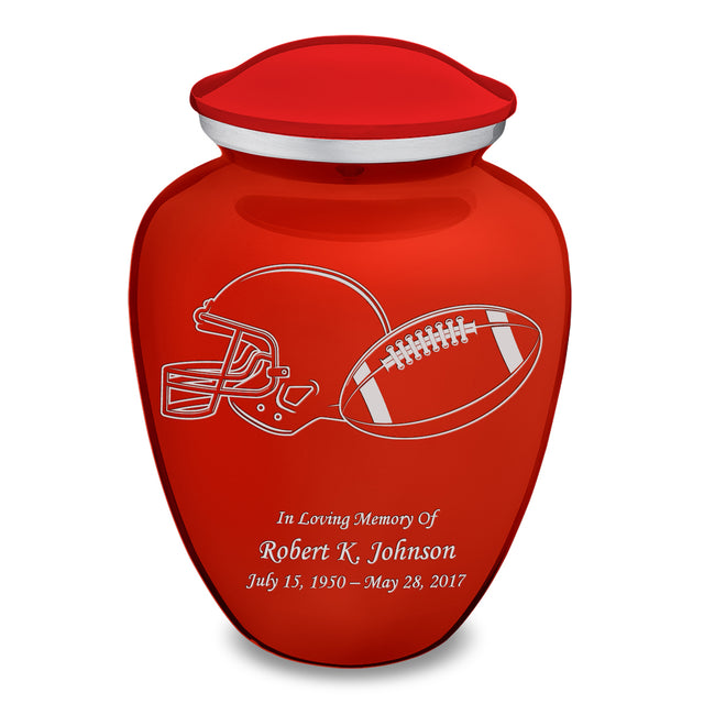 Adult Embrace Bright Red Football Cremation Urn