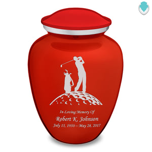Adult Embrace Bright Red Golfer Cremation Urn