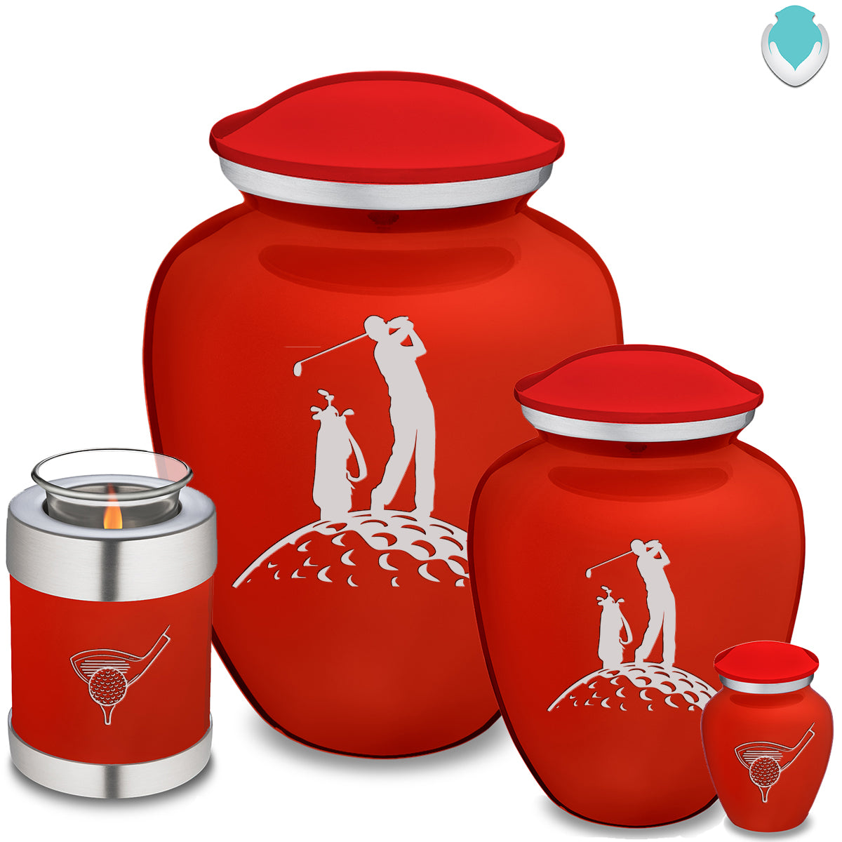 Keepsake Embrace Bright Red Golfer Cremation Urn