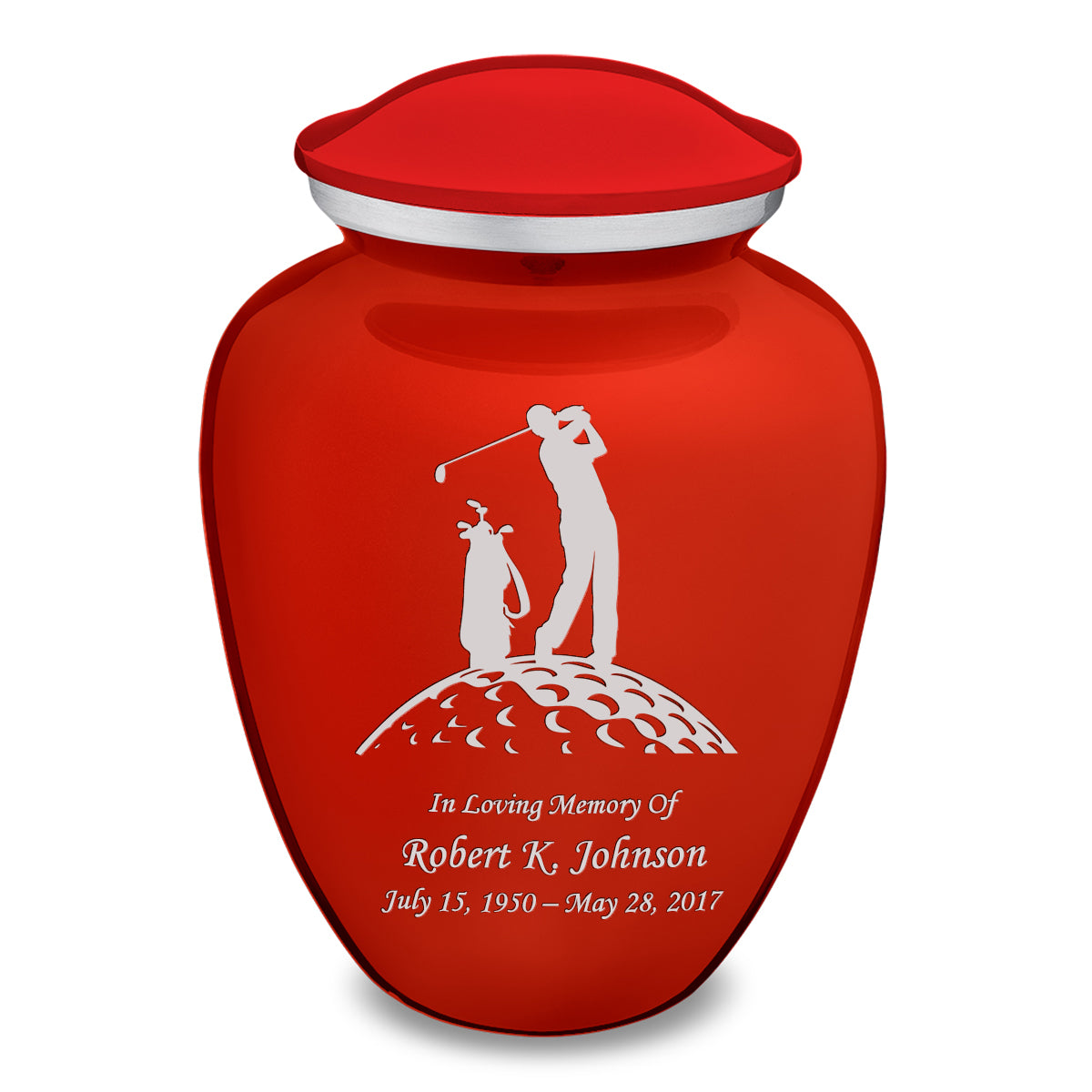 Adult Embrace Bright Red Golfer Cremation Urn