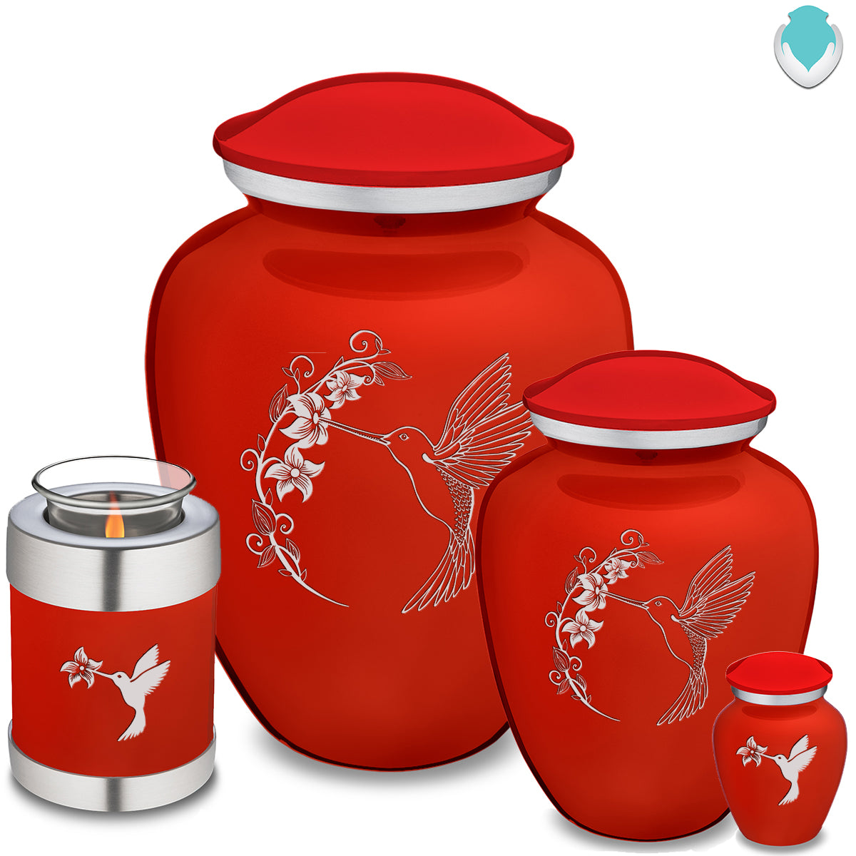 Adult Embrace Bright Red Hummingbird Cremation Urn