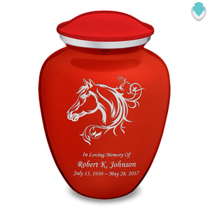 Adult Embrace Bright Red Horse Cremation Urn