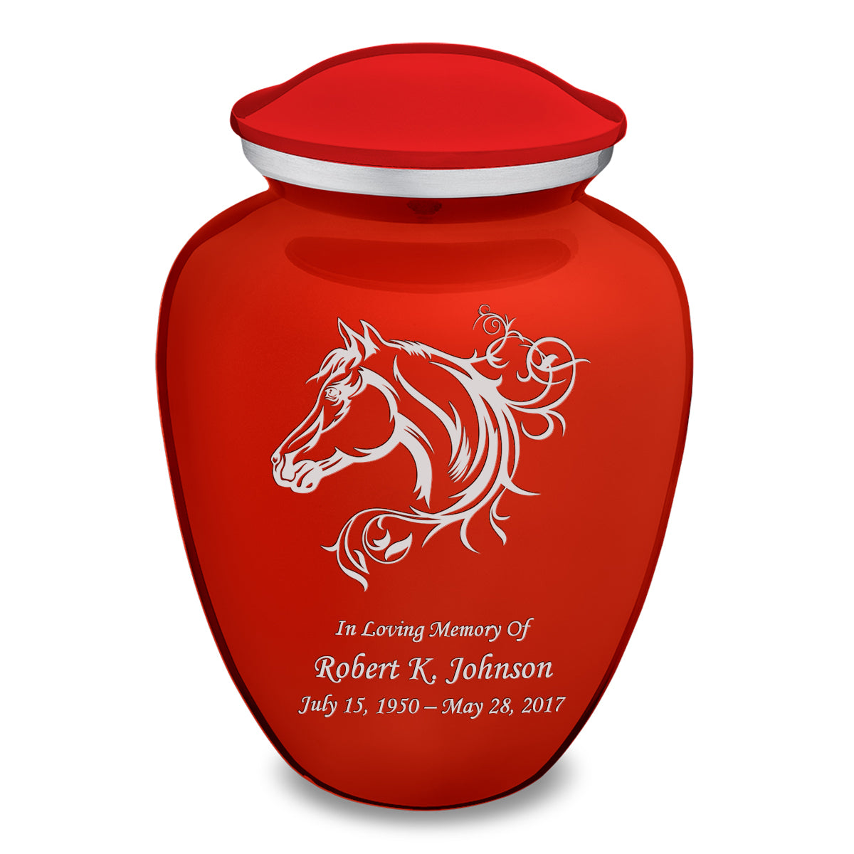 Adult Embrace Bright Red Horse Cremation Urn