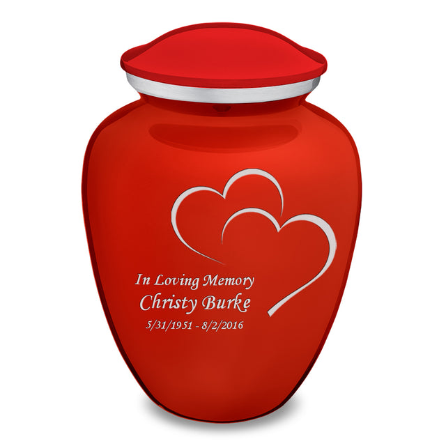 Adult Embrace Bright Red Hearts Cremation Urn