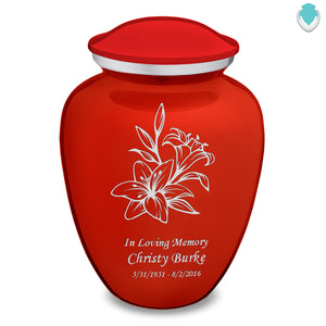 Adult Embrace Bright Red Lily Cremation Urn