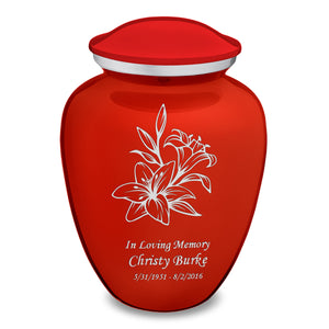 Adult Embrace Bright Red Lily Cremation Urn