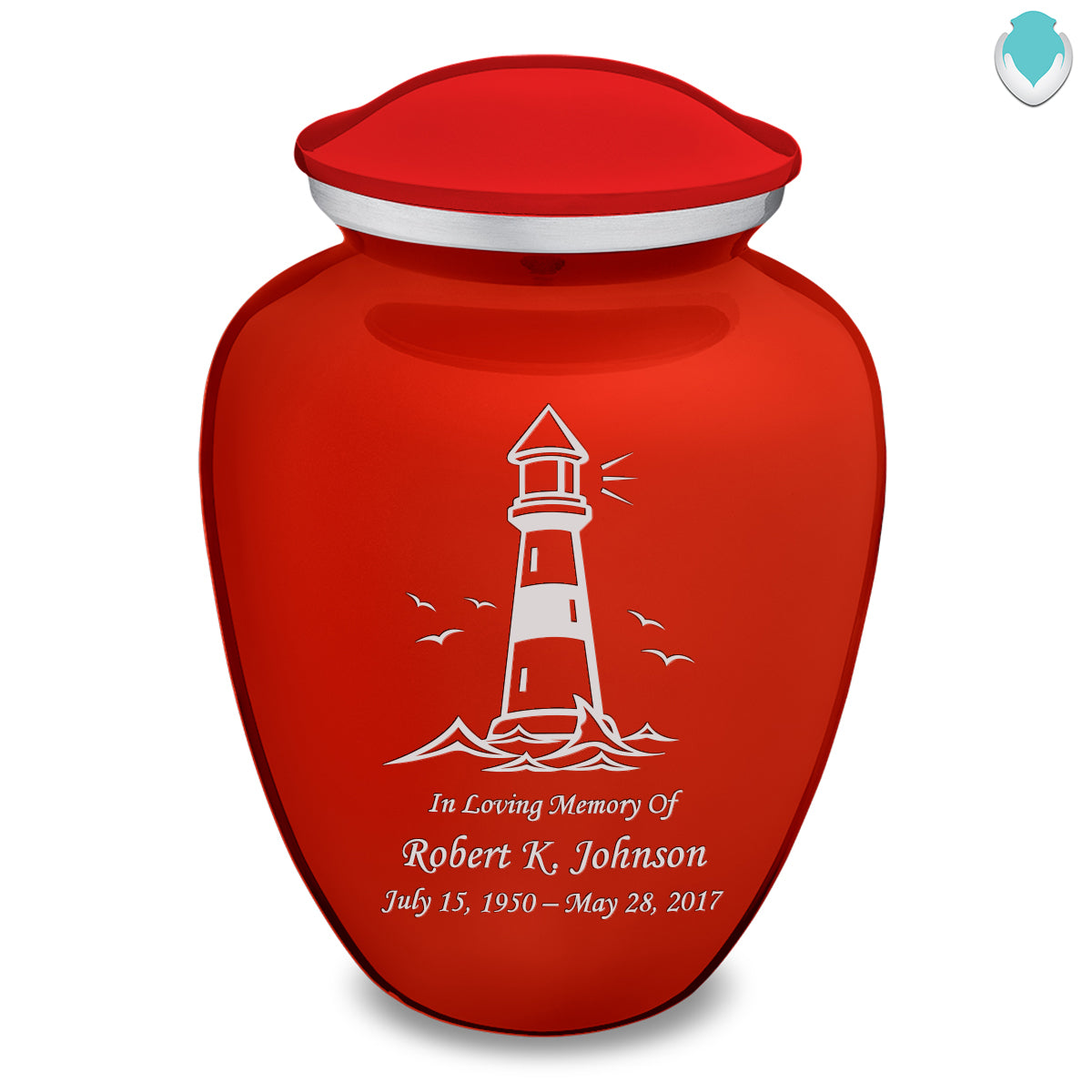 Adult Embrace Bright Red Lighthouse Cremation Urn