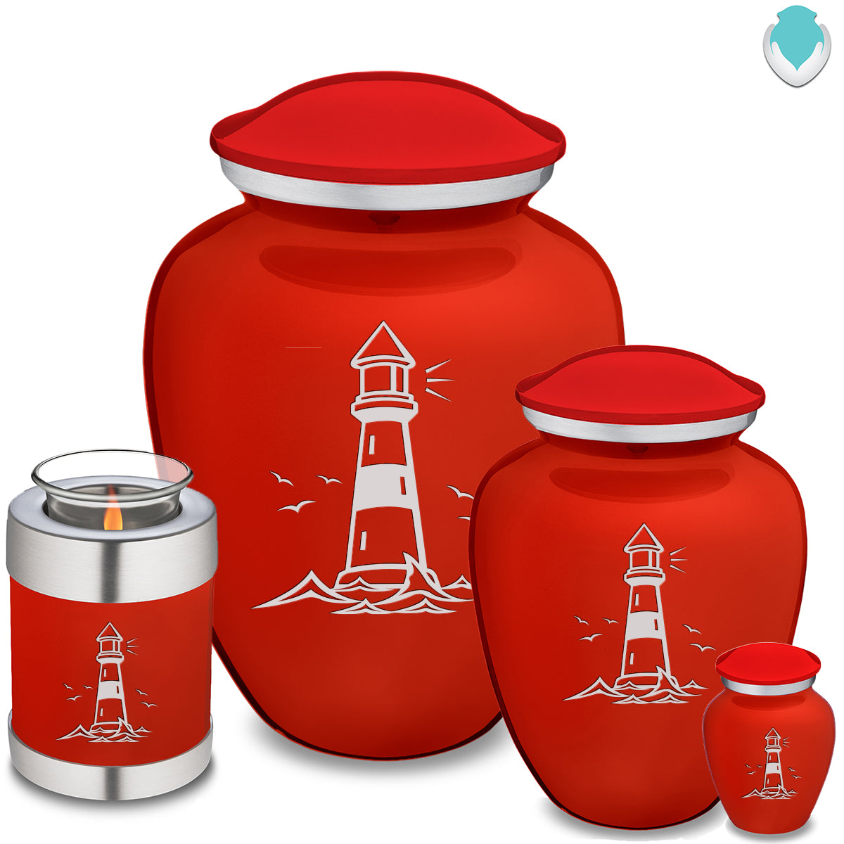 Medium Embrace Bright Red Lighthouse Cremation Urn