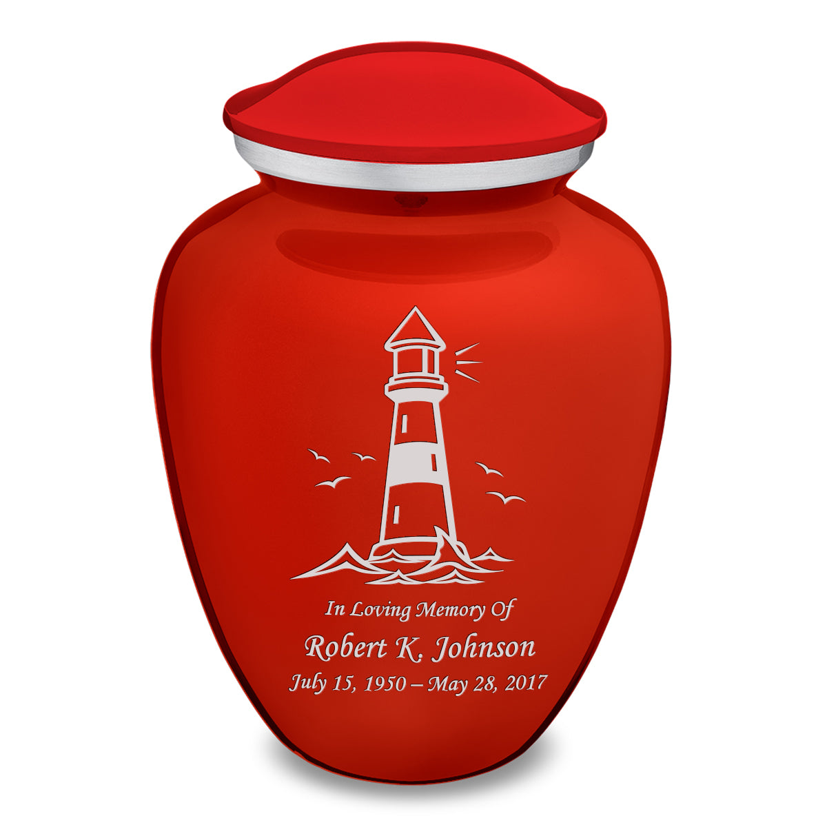 Adult Embrace Bright Red Lighthouse Cremation Urn