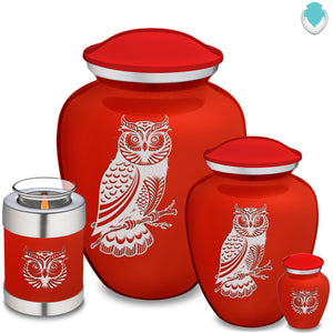 Medium Embrace Bright Red Owl Cremation Urn