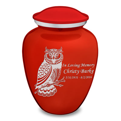 Adult Embrace Bright Red Owl Cremation Urn