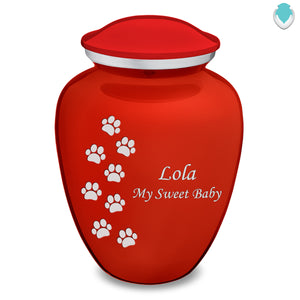 Large Embrace Bright Red Walking Paws Pet Cremation Urn