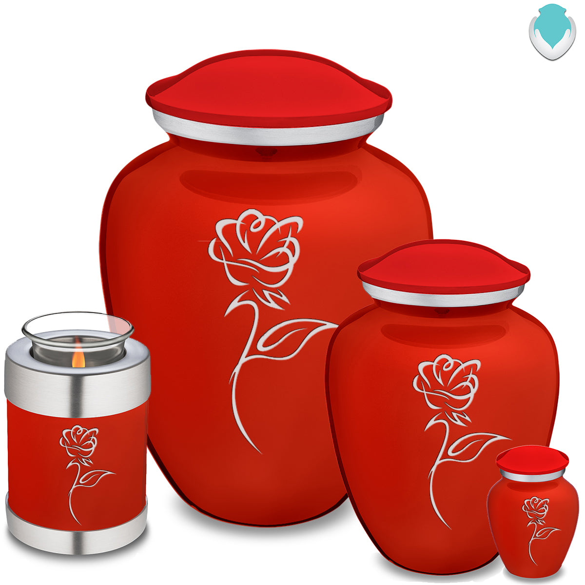 Adult Embrace Bright Red Rose Cremation Urn