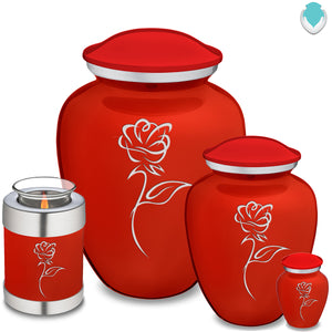 Medium Embrace Bright Red Rose Cremation Urn