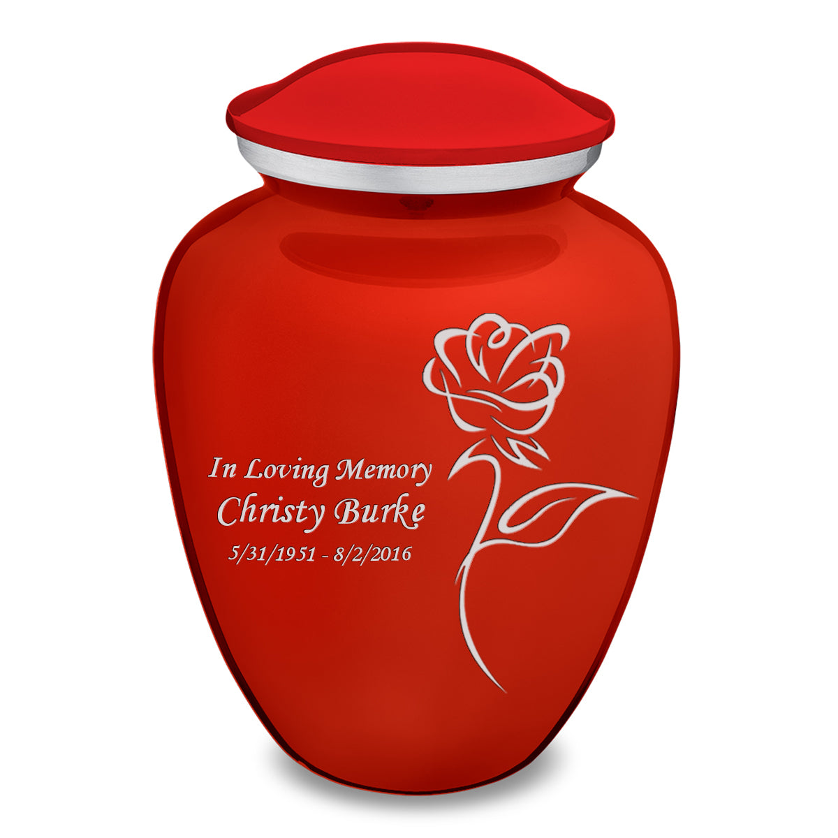 Adult Embrace Bright Red Rose Cremation Urn