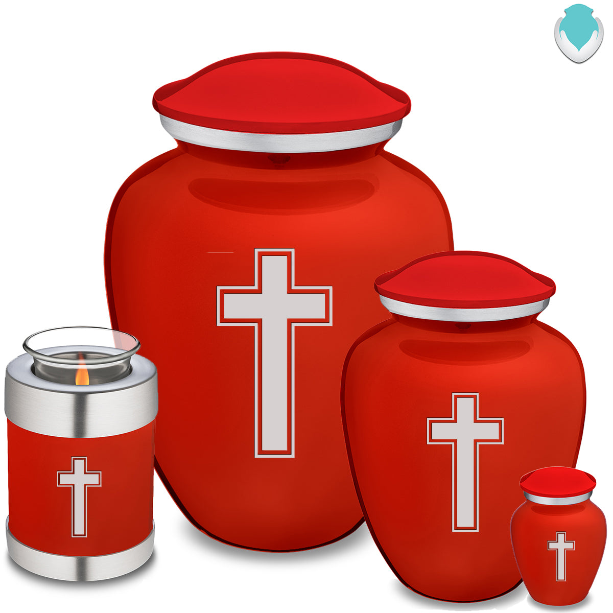 Adult Embrace Bright Red Simple Cross Cremation Urn