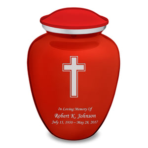 Adult Embrace Bright Red Simple Cross Cremation Urn