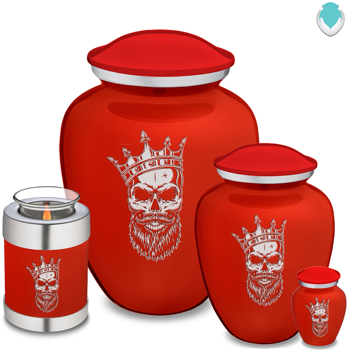 Medium Embrace Bright Red Skull Cremation Urn